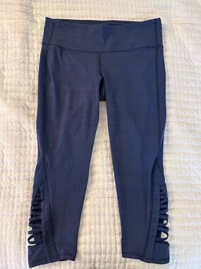 Athleta Dark Navy Performance Leggings with Logo Waistband